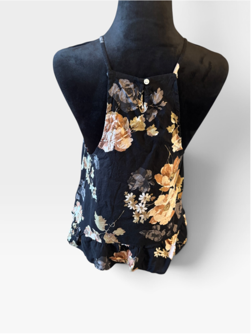 EUC Abercrombie & Fitch Black Flowery Tank Top - Size L